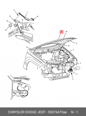 Капот 55076 470AE CHRYSLER