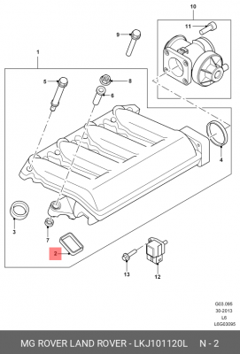 Прокладка, впускной коллектор LKJ101120L LAND ROVER