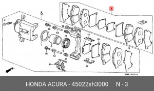 Комплект тормозных колодок, диско 45022-SH3-000 HONDA