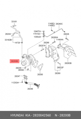 Компрессор, наддув 2820042560 HYUNDAI KIA