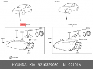Основная фара 9210329060 HYUNDAI KIA