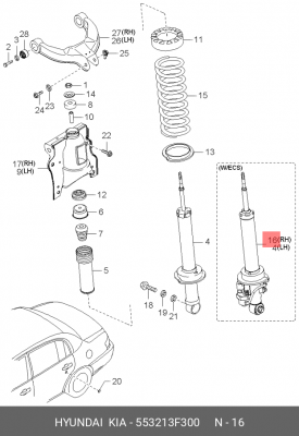Амортизатор подвески 553213F300 HYUNDAI KIA