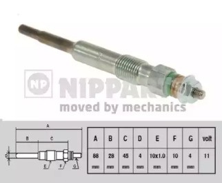 Свеча накаливания J5711028 H B JAKOPARTS NIPPARTS