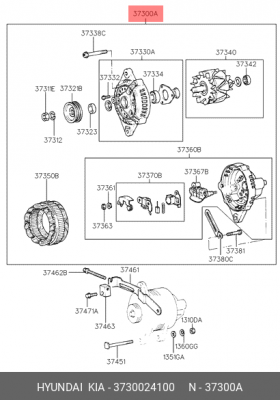 Генератор 3730024100 HYUNDAI KIA