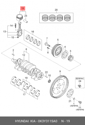 Поршень 0K3Y311SA0 HYUNDAI KIA