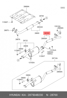 Выпускной трубопровод 287504B230 HYUNDAI KIA