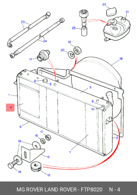 Интеркулер FTP8020 MG ROVER LAND ROVER