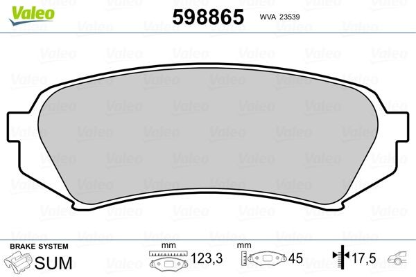 Комплект тормозных колодок, диско 598865 VALEO PHC