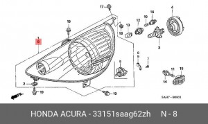 Фара головного света 33151SAAG62ZH HONDA
