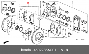 Комплект тормозных колодок, диско 45022-S5A-G01 HONDA