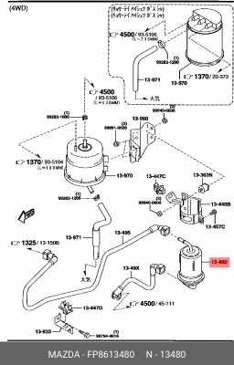 Фильтр топливный FP8613480 MAZDA
