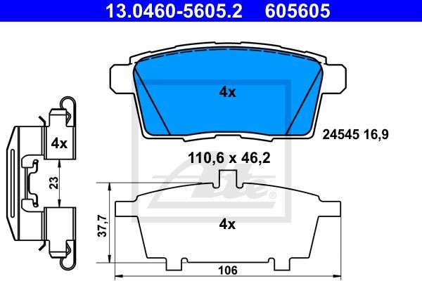 Колодки тормозные дисковые 13.0460-5605.2 ATE