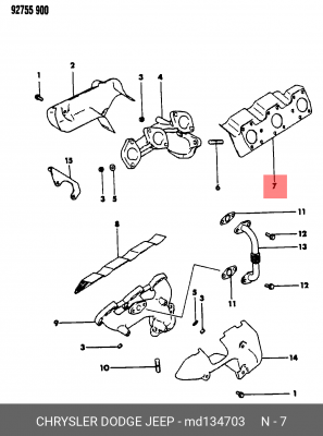 Прокладка, выпускной коллектор MD13 4703 CHRYSLER