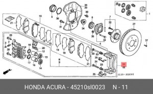 Тормозной суппорт 45210SL0023 HONDA