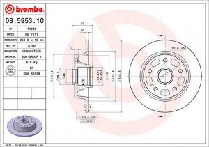 Тормозной диск 08.5953.10 BREMBO