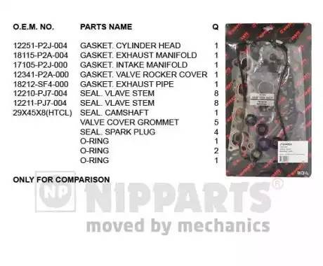 Комплект прокладок, головка цилиндра J1244064 H B JAKOPARTS NIPPARTS