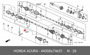 Шарнирный комплект, приводной вал 44306S74E51 HONDA