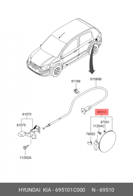 Лючок бензобака 695101C000 HYUNDAI KIA