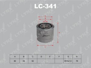 Фильтр масляный двигателя LC-341 LYNXAUTO