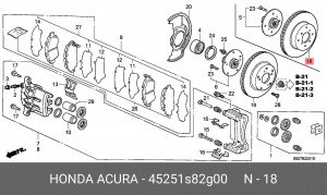 Тормозной диск 45251S82G00 HONDA
