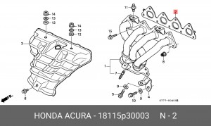Прокладка, выпускной коллектор 18115P30003 HONDA