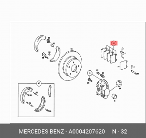 Колодки тормозные барабанные A0004207620 MERCEDES BENZ
