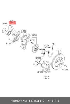 Кулак поворотный 517152F110 HYUNDAI KIA