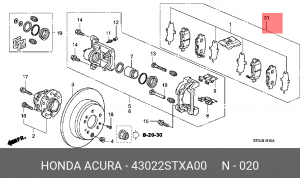 Колодки тормозные дисковые 43022STXA00 HONDA