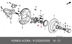 Уплотняющее кольцо, ступица колеса 91252692930 HONDA