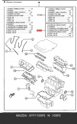Комплект прокладок, головка цилиндра GYY110SF0 MAZDA