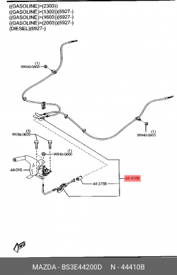Трос, стояночная тормозная система BS3E44200D MAZDA