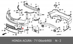 Решетка бампера 71106SNB900 HONDA