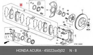 Комплект тормозных колодок, диско 45022-SX0-J02 HONDA