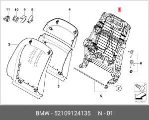 Каркас спинки сиденья 52 10 9 124 135 BMW