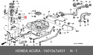 Фильтр топливный 16010S7A931 HONDA