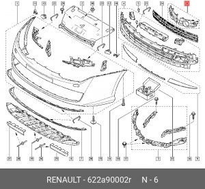 Накладка бампера 622A90002R RENAULT