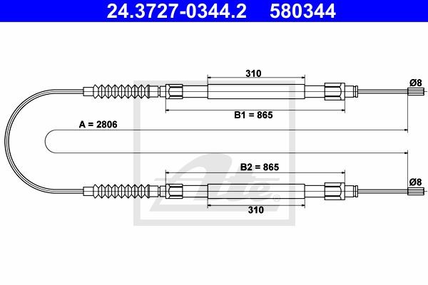 Трос, стояночная тормозная система 24.3727-0344.2 ATE