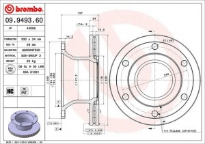 Тормозной диск 09.9493.60 BREMBO