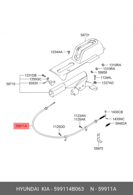 Трос, стояночная тормозная система 599114B063 HYUNDAI KIA