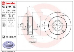 Тормозной диск 08.A273.10 BREMBO