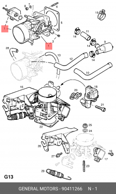 Патрубок дроссельной заслонки 90411266 GENERAL MOTORS
