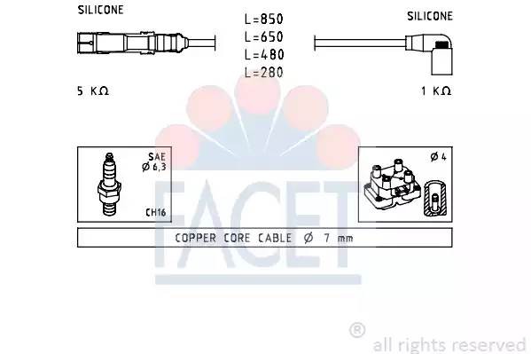 Ккомплект проводов зажигания 4.7223 FACET