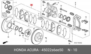 Комплект тормозных колодок, диско 45022-S6E-E50 HONDA