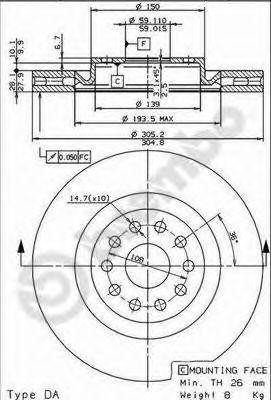 Тормозной диск 09.8004.10 BREMBO