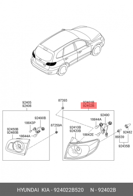 Фонарь задний 924022B520 HYUNDAI KIA