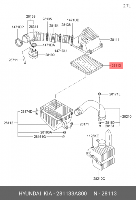 Воздушный фильтр 281133A800 HYUNDAI KIA