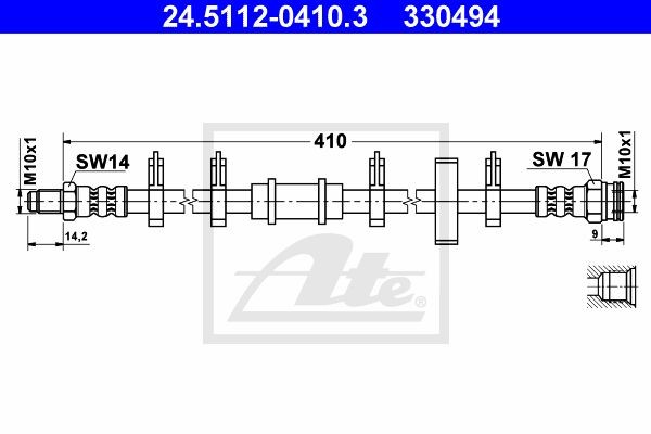 Тормозной шланг 24.5112-0410.3 ATE