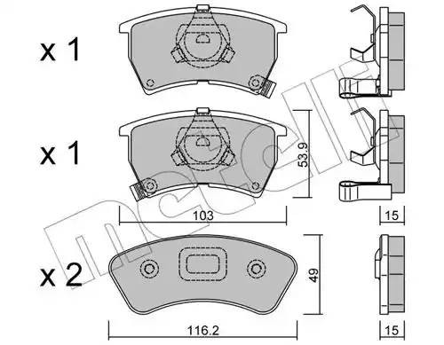 Комплект тормозных колодок, диско 22-0386-0 METELLI