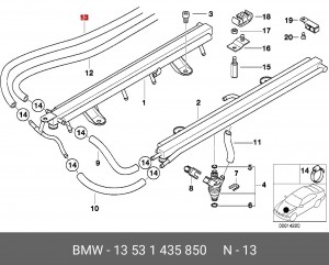 Трубка топливная 13 53 1 435 850 BMW