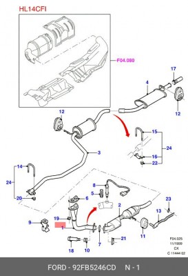Труба приемная 92FB5246CD FORD